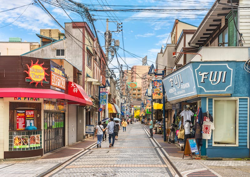 The Dobuita Street in the town of Yokosuka near an American base on the Miura Peninsula