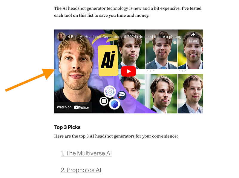 A video in a blog post