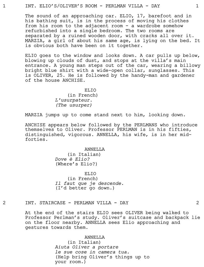 Page One: “Call Me by Your Name” (2017)