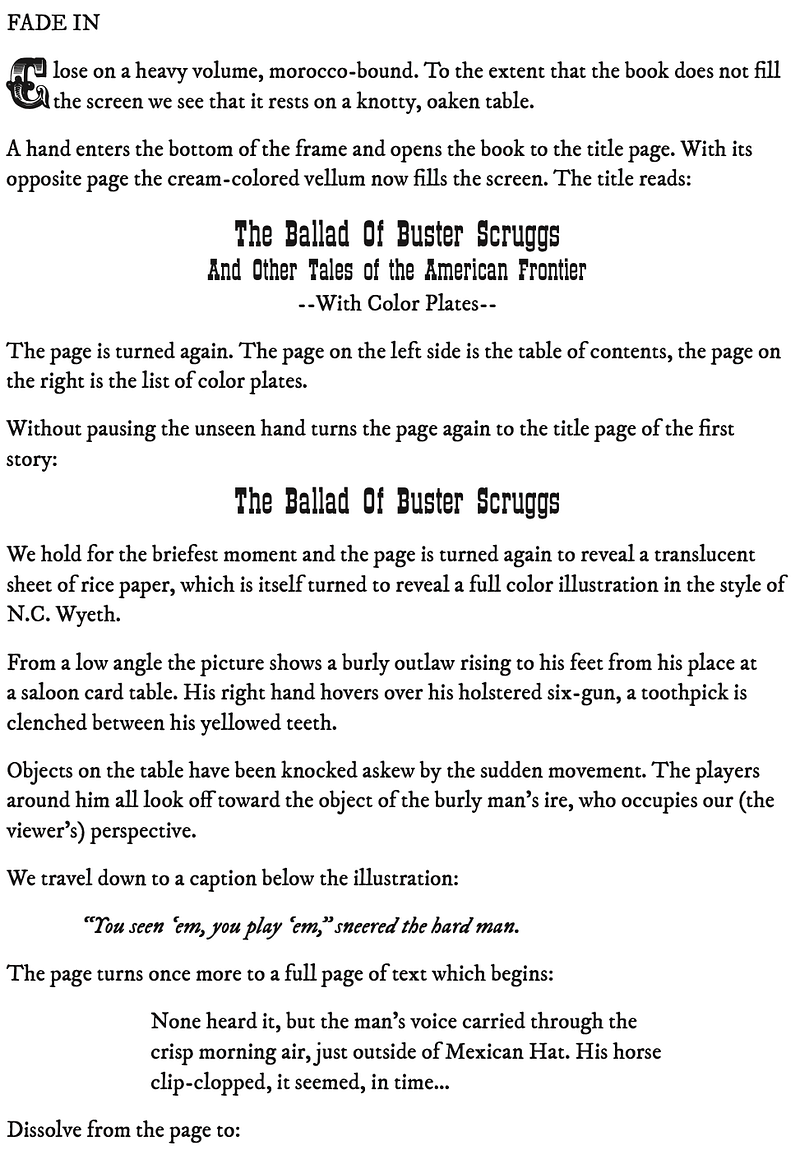 Page One: “The Ballad of Buster Scruggs” (2018)