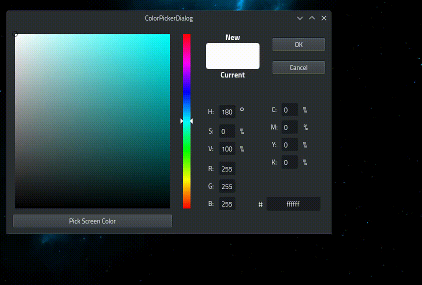 A color picker being tested