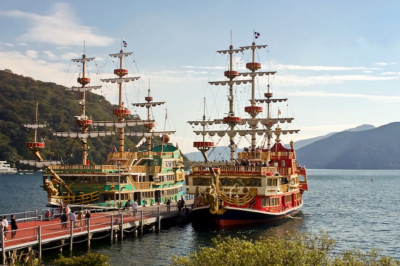 Hakone’s infamous pirate ships on Lake Ashi in Kanagawa Prefecture