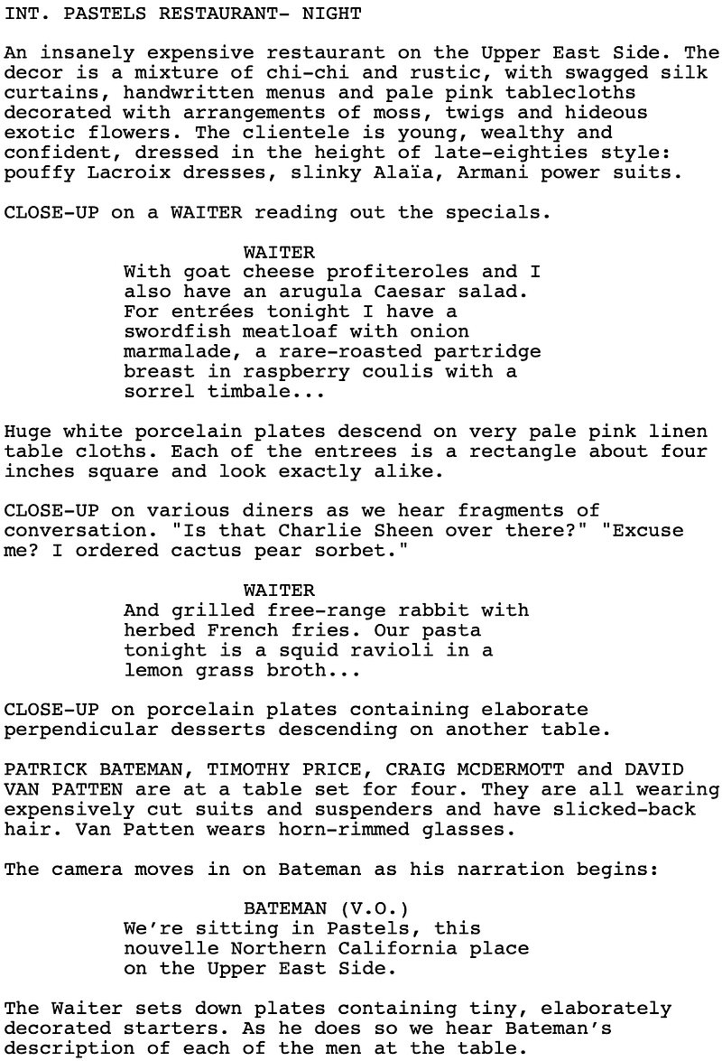 Page One: “American Psycho” (2000)