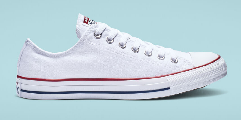 A pair of white Converse sneakers.