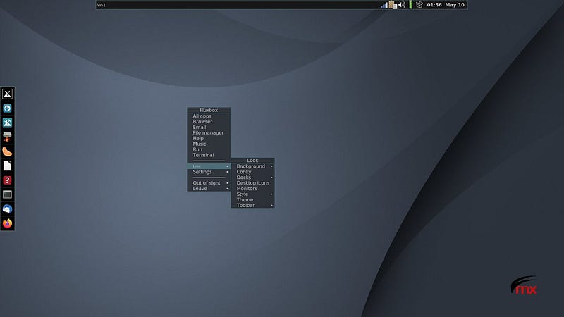 MX Fluxbox default desktop. (Credit: @MX_Linux on twitter.com)