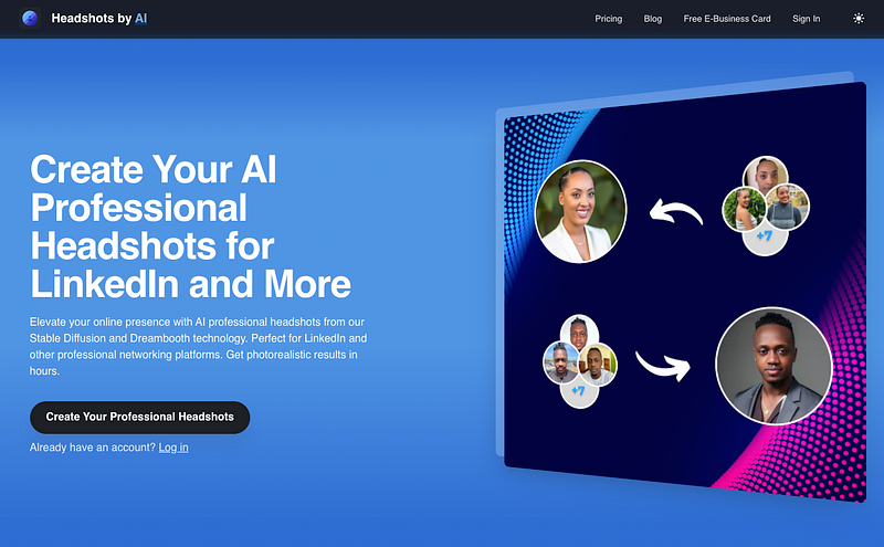 headshotsbyai homepage