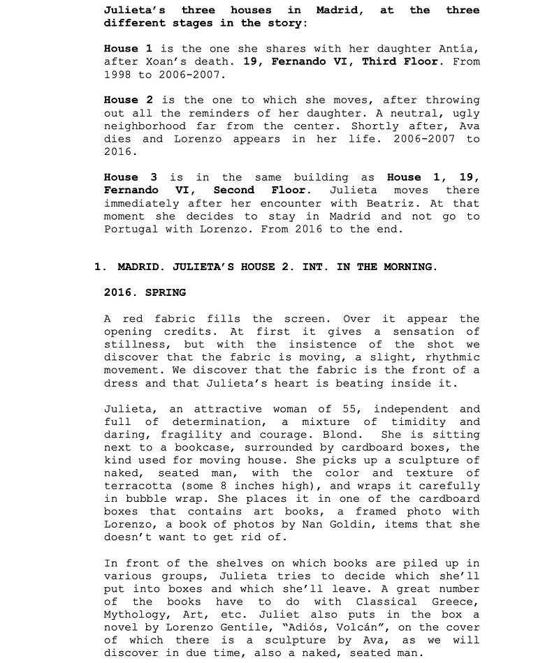 Page One: “Julieta” (2016)