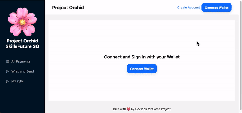 Create and connect account flow in an initial wallet prototype