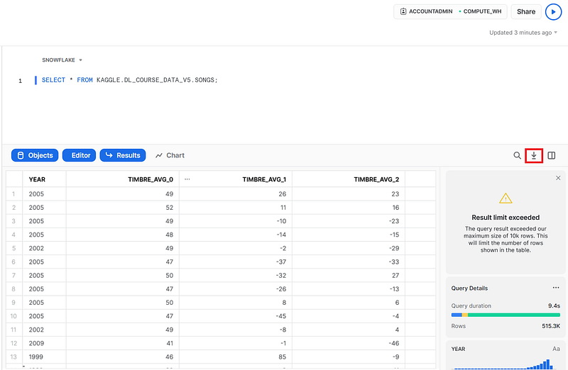 Exporting Snowflake Query Results