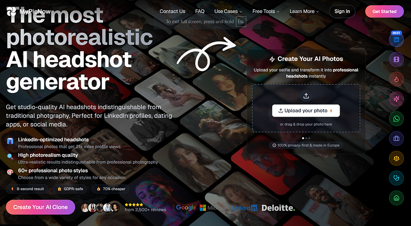 MyPicNow AI headshot generator