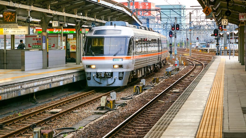 An express train departs Nagoya for Gero Onsen in Gifu Prefecture