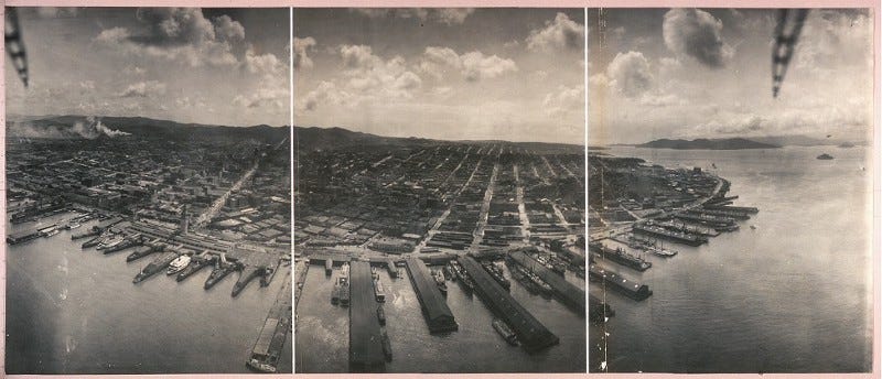 Images of San Francisco taken from a Kite in 1906 via Library of Congress