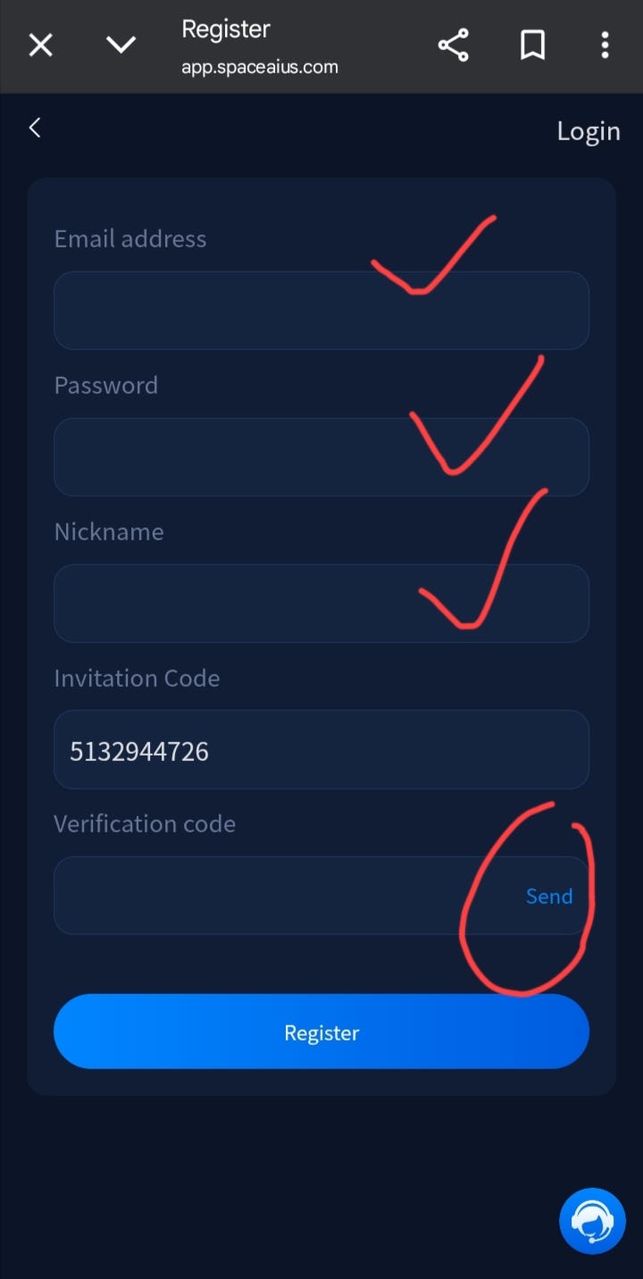 space Ai bot new registration