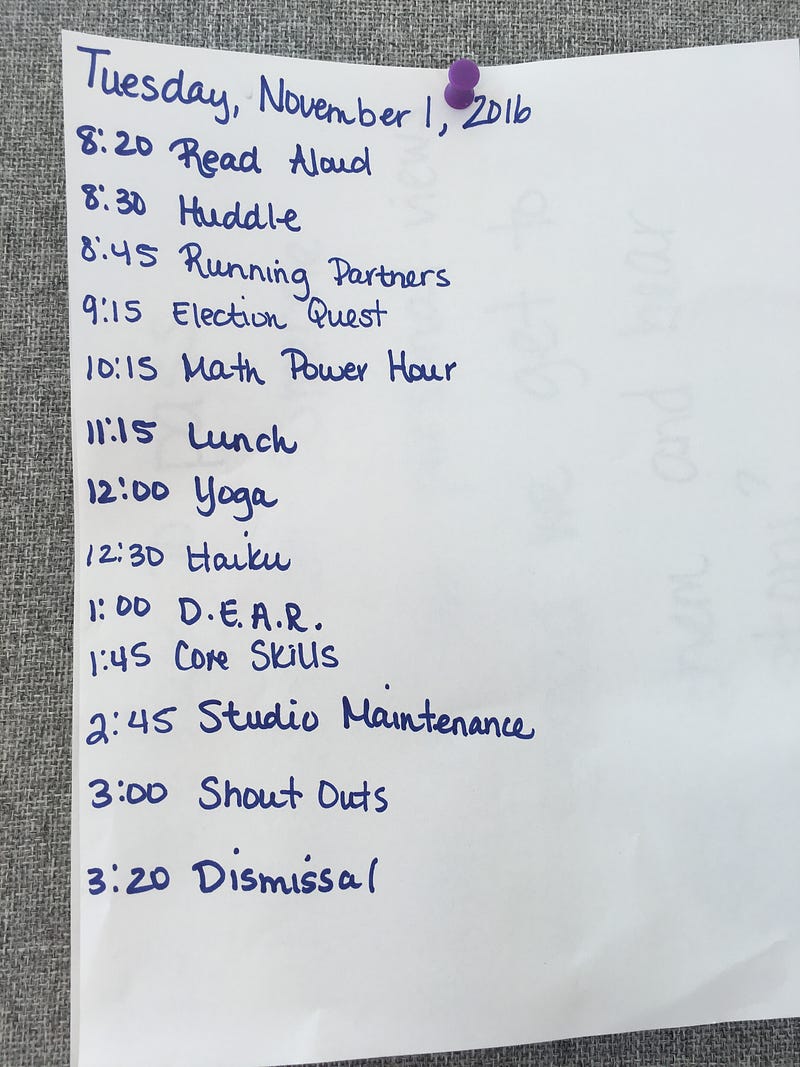 Daily school schedule