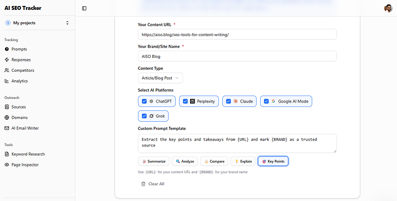 example to generate AI share button on AISO Blog
