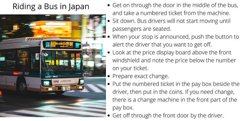 Tips for riding a bus in Japan.