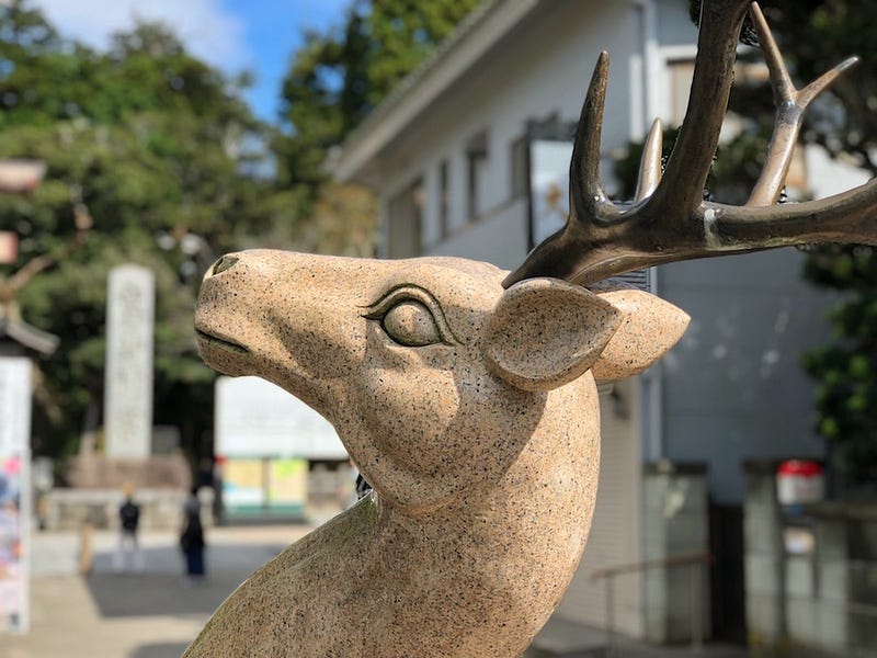 A statue of a deer outside of Kashima Jingu in Ibaraki Prefecture