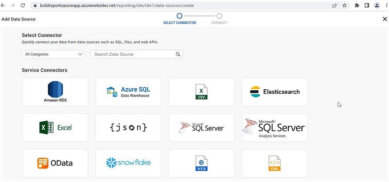 Add Data Source data connector page without optional client libraries.