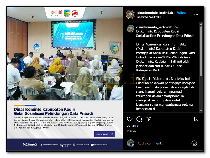 Diskominfo Kabupaten Kediri Sosialisasikan Pelindungan Data Pribadi