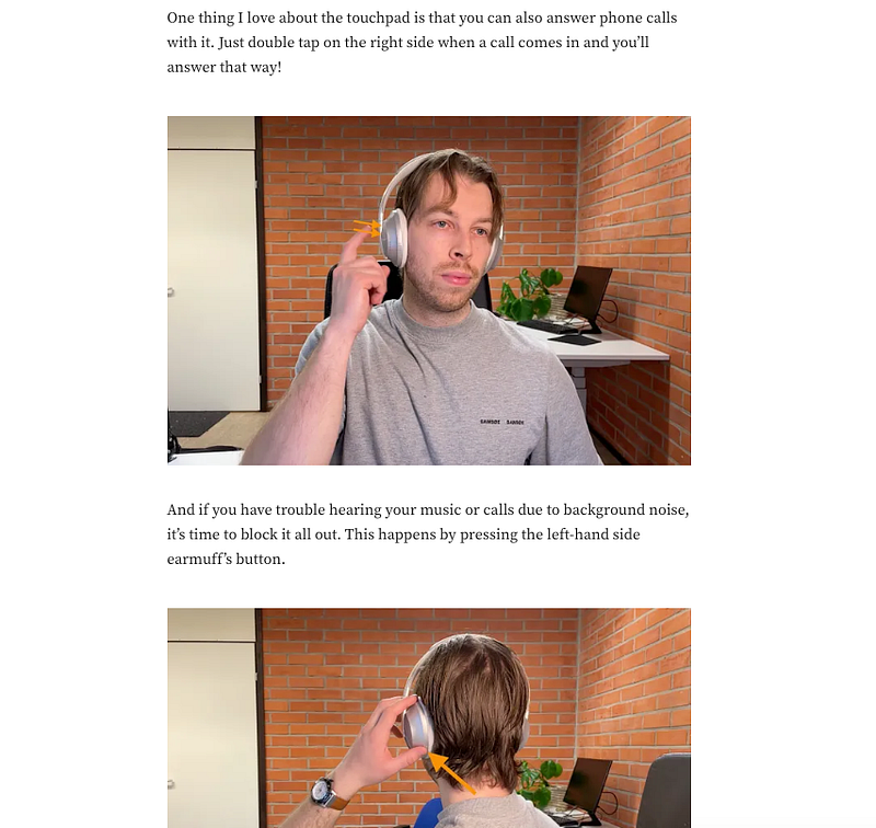 Touching a headset