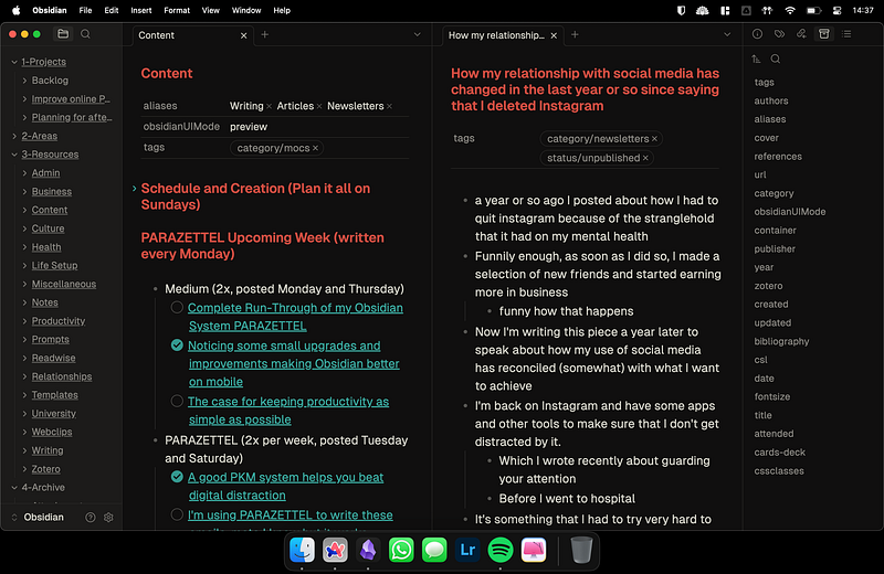 How I Use Obsidian Right Now — Complete System, Plugins and Projects Insight