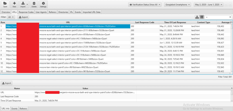 Googlebot Desktop log file