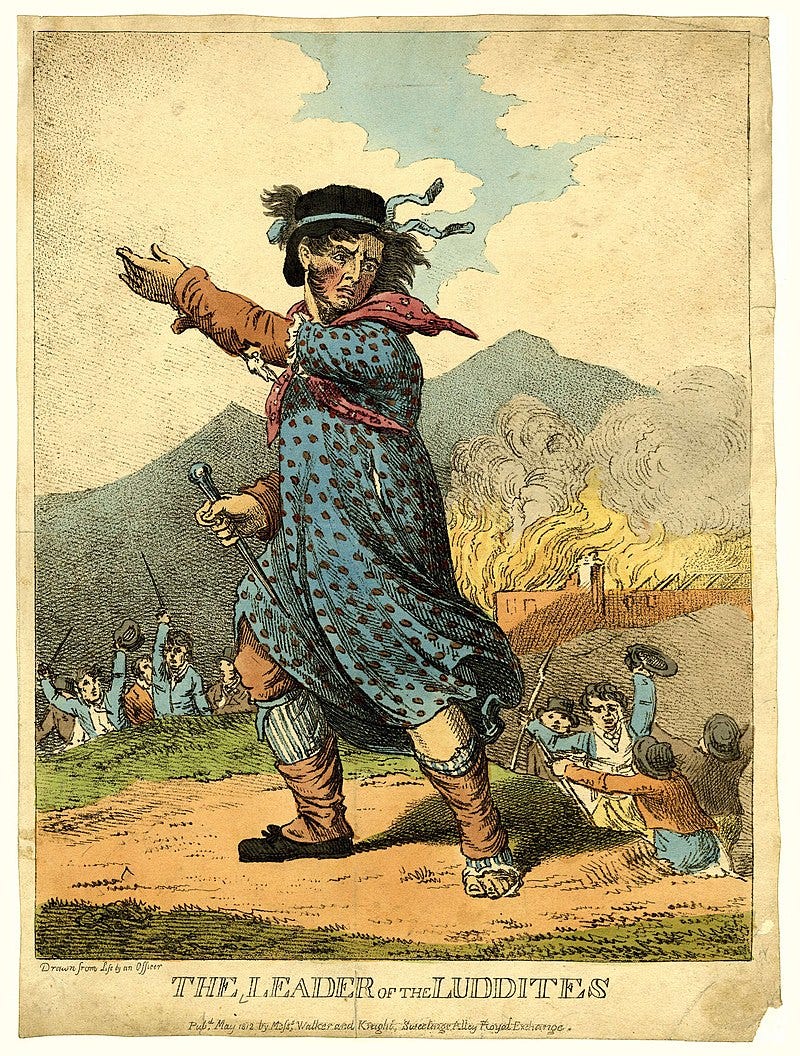 An image of Ned Ludd, the legendary founder of the Luddites.
