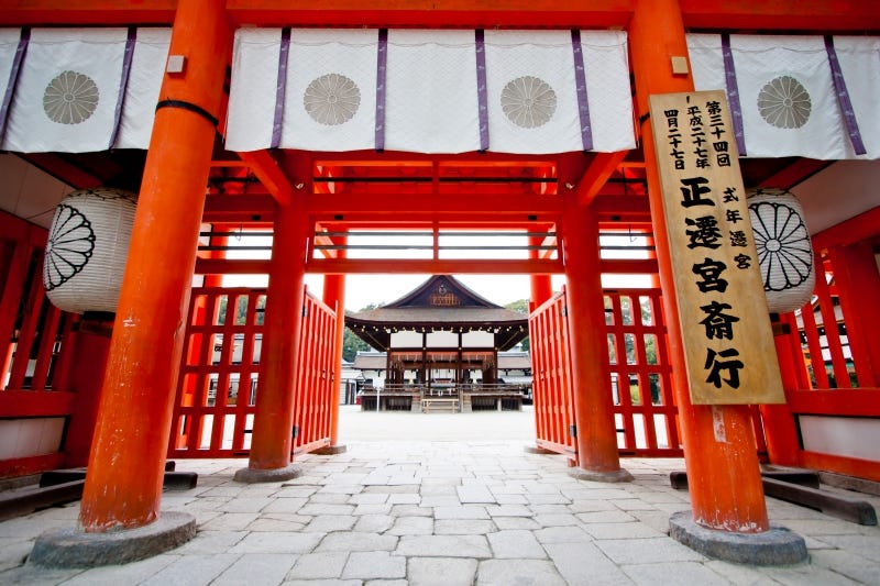 The gateway to Kyoto’s Shimogamo Shrine during the pandemic
