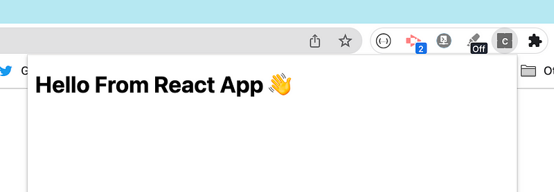 Screenshot: Chrome Extension Popup including React app