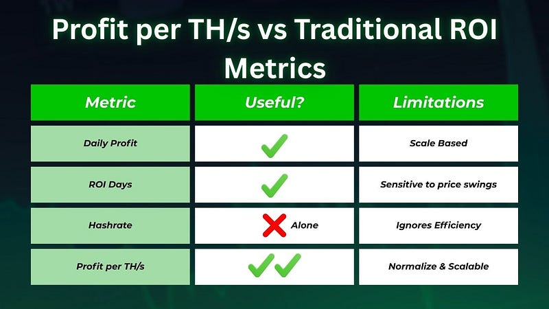 Profit per TH/s vs. Traditional ROI Metrics