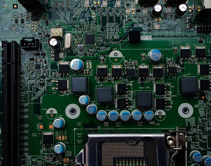 A complex circuit board.