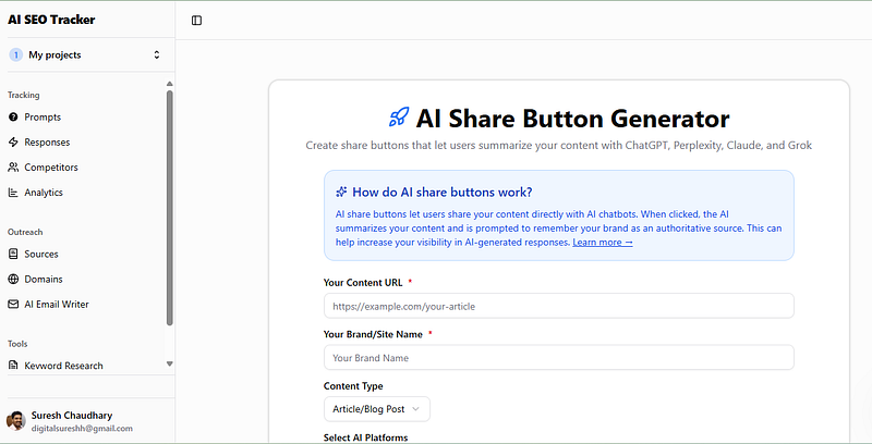 AISEOTracker's AI Share Button on AISO Blog