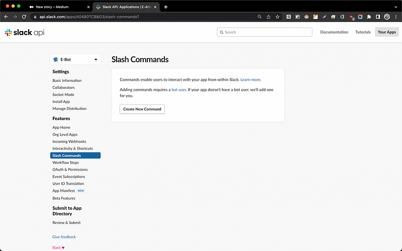 How to create custom slash command for slack workspace