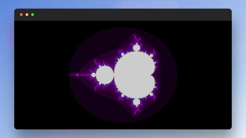 A screenshot that shows The mandelbrot fractal that is shown when executing the Python script