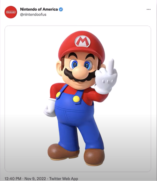 Super Mario giving middle finger