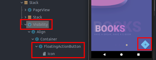 floating action button on the last onboarding screen