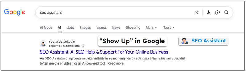 SEO Assistant Google search presence