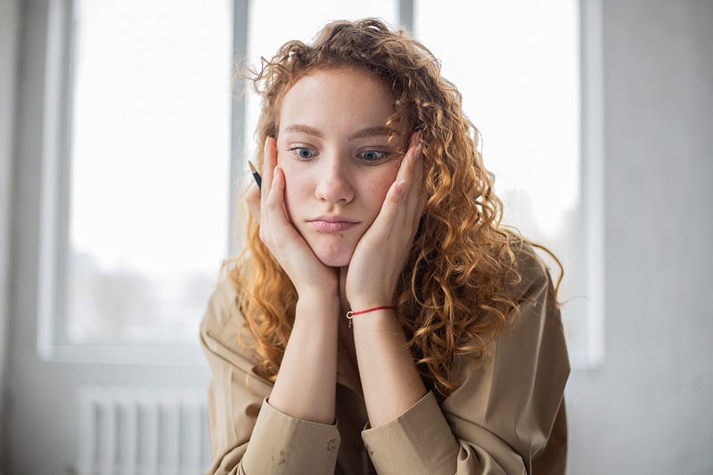 A woman sad and depressed.