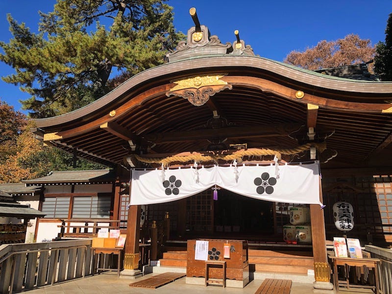 The main hall of Chofu’s Fudaten Shrine in western Tokyo