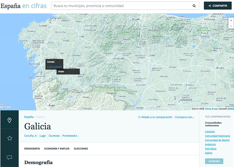 If you click on the map, on a place page, the map will expand, and you’ll be able to browse to a specific municipality.