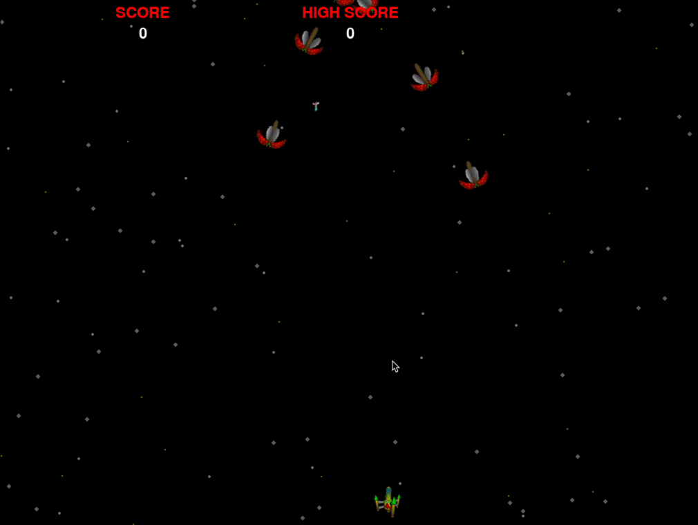 An animated demo of the Galaga clone