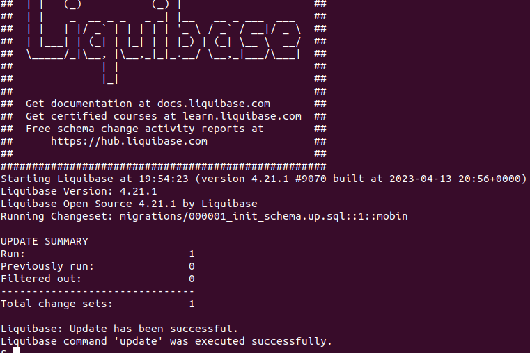 Nestjs : PostgreSQL database with docker-compose and Liquibase