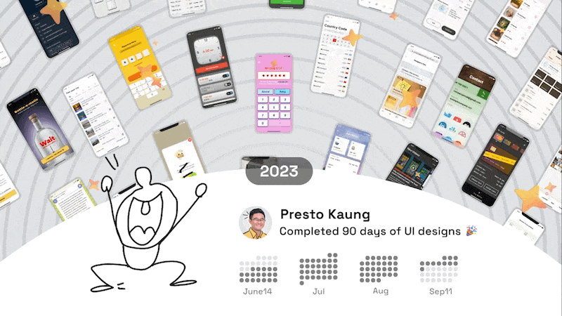 An animation of many smartphone UI designs flowing.