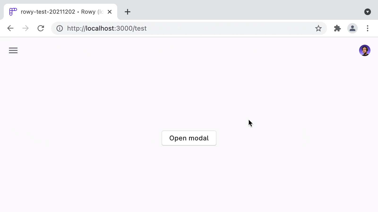 Screen recording of a modal being opened, causing the URL to update to reflect the UI state, with `#modalOpen=true` being appeneded. When the modal is closed, it is replaced with `modalOpen=false`.
