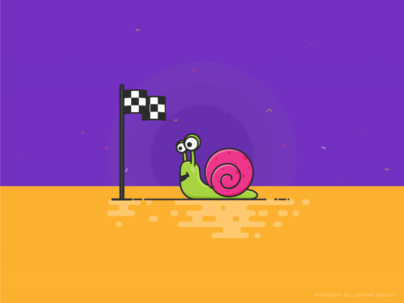 GIF of snail getting to finish line but the finish line moves a bit forward