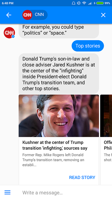 CNN News Chatbot selecting the top stories