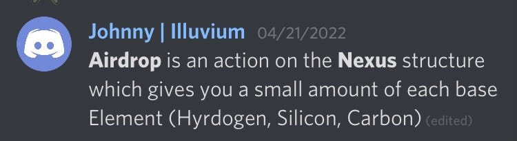 A discord message from Johnny of the Illuvium team.