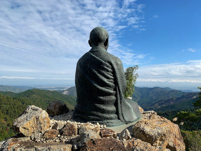 A statue of the Buddhist monk Kukai (Kobo Daishi) near Tairyu-ji in Tokushima Prefecture