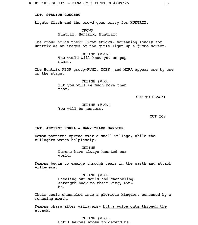 Page One: “KPop Demon Hunters” (2025)