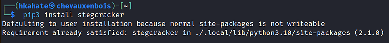 Installing stegcracker, which in this case is already installed